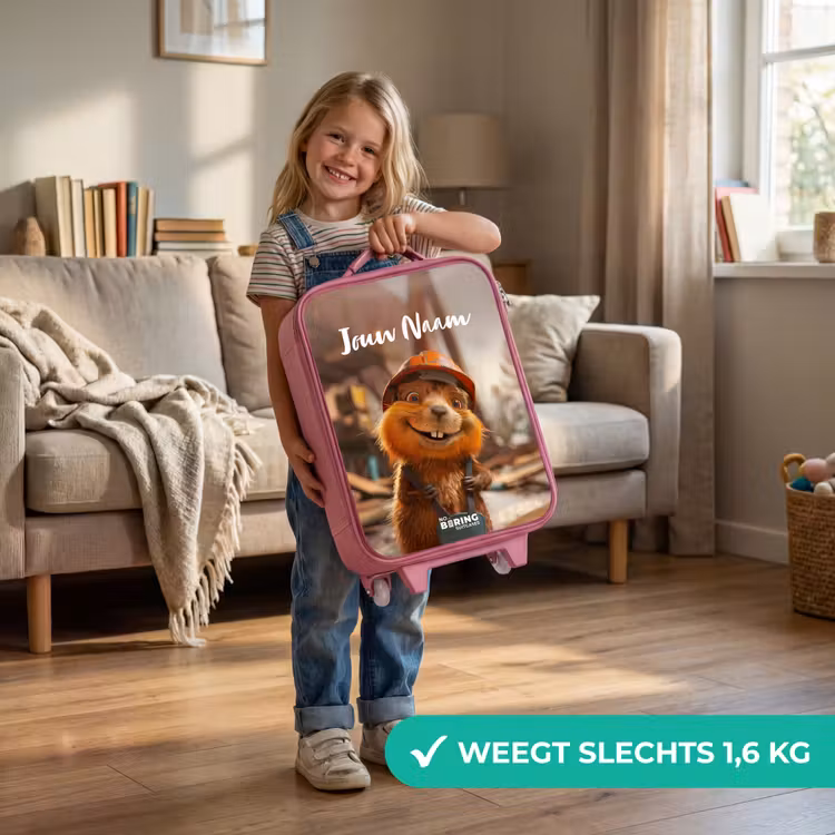 Kinderkoffer met naam - Roze - Bertus Bouwbever — 2