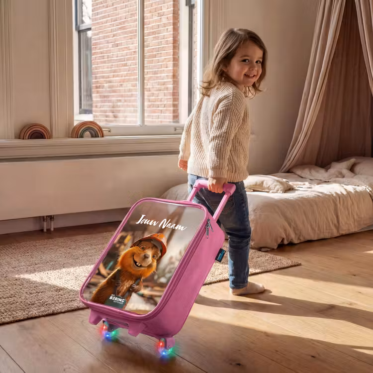 Kinderkoffer met naam - Roze - Bertus Bouwbever — 3