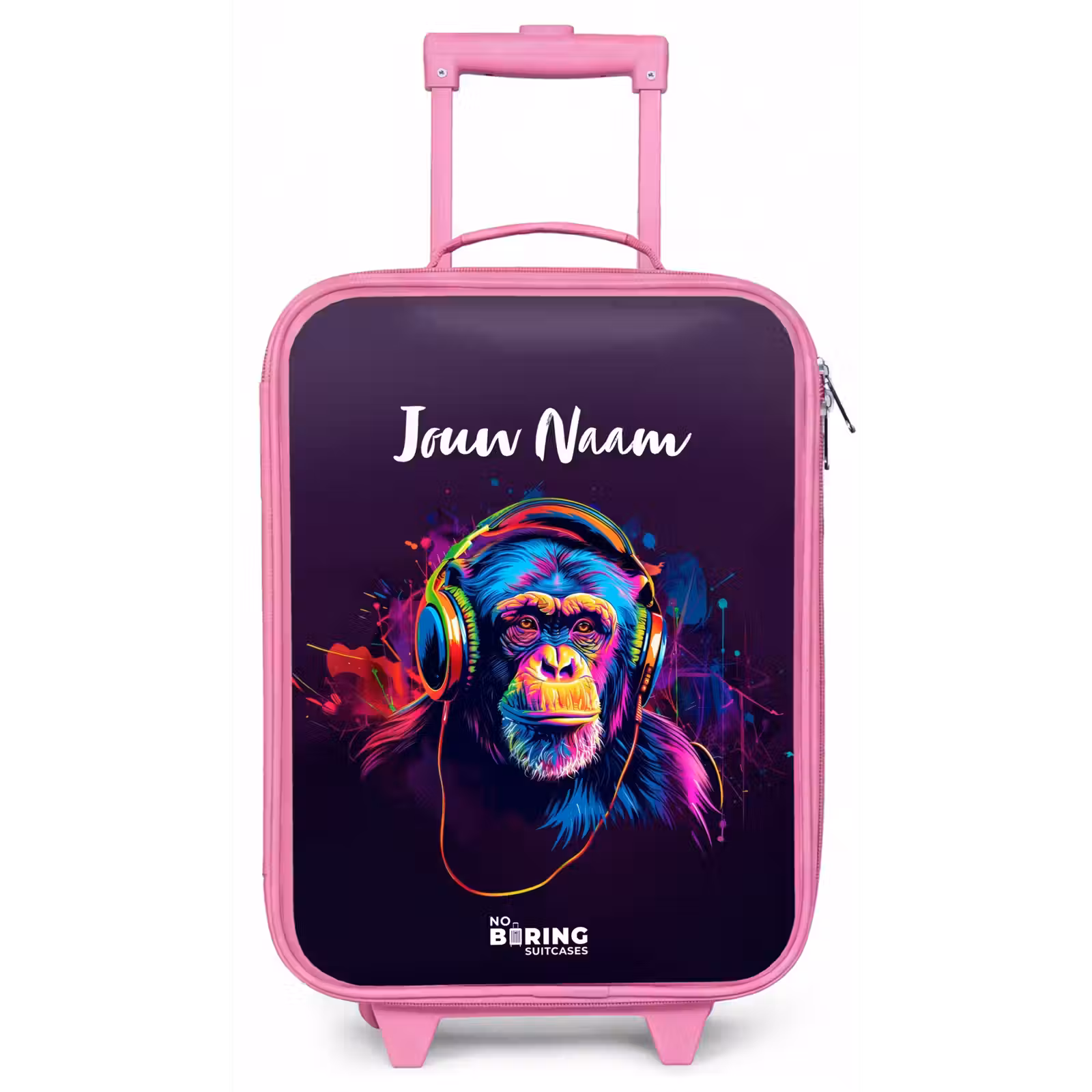 Kinderkoffer met naam - Roze - Baviaan Beats — 1