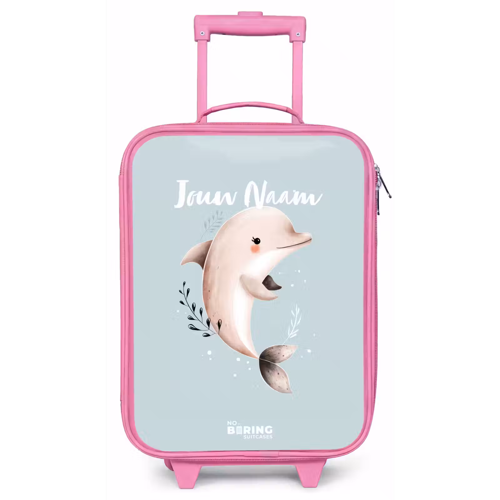 Kinderkoffer - Roze - Beige dolfijn in blauw water — 1