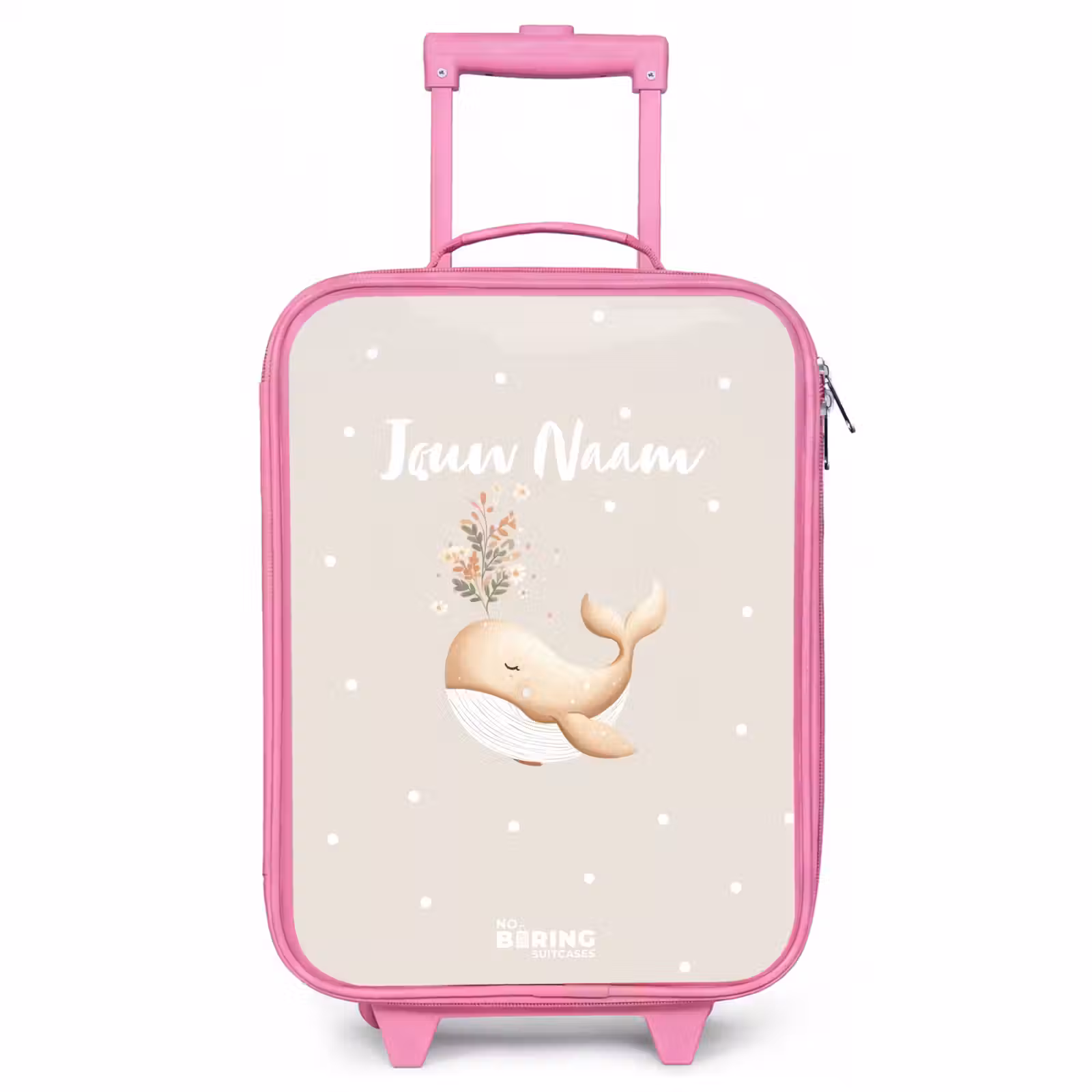 Kinderkoffer - Roze - Beige walvis in bloemenzee — 1