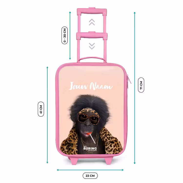 Kinderkoffer met naam - Roze - Aap met Loly — 5