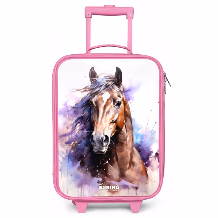 Kinderkoffer - Roze - Aquarel paard met kleurrijke spatten — 1