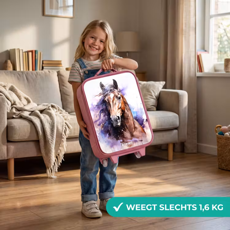 Kinderkoffer - Roze - Aquarel paard met kleurrijke spatten — 2