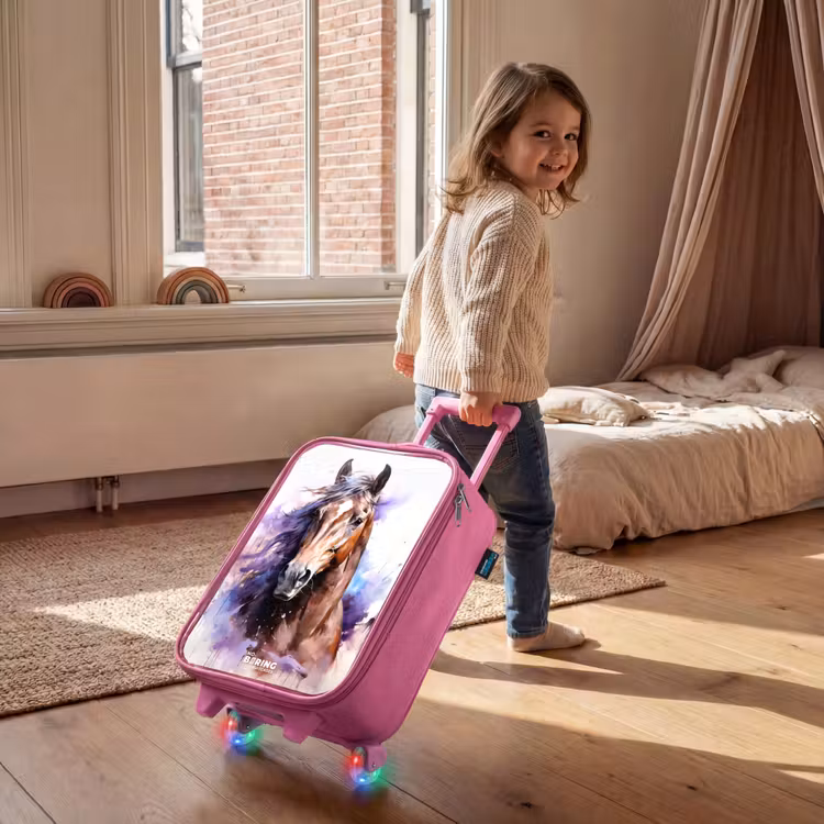 Kinderkoffer - Roze - Aquarel paard met kleurrijke spatten — 3