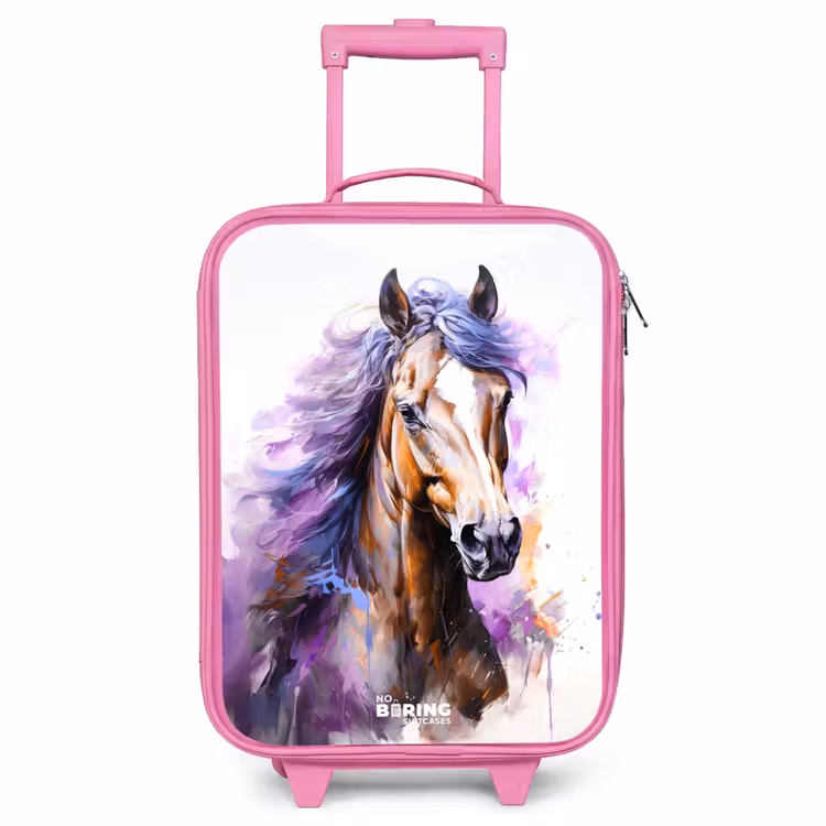 Kinderkoffer - Roze - Aquarel paard met paarse manen — 1