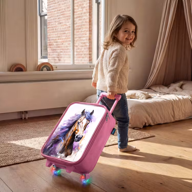 Kinderkoffer - Roze - Aquarel paard met paarse manen — 3