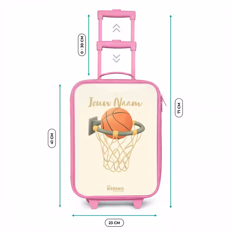 Kinderkoffer - Roze - Basketbal in neutrale kleuren — 5
