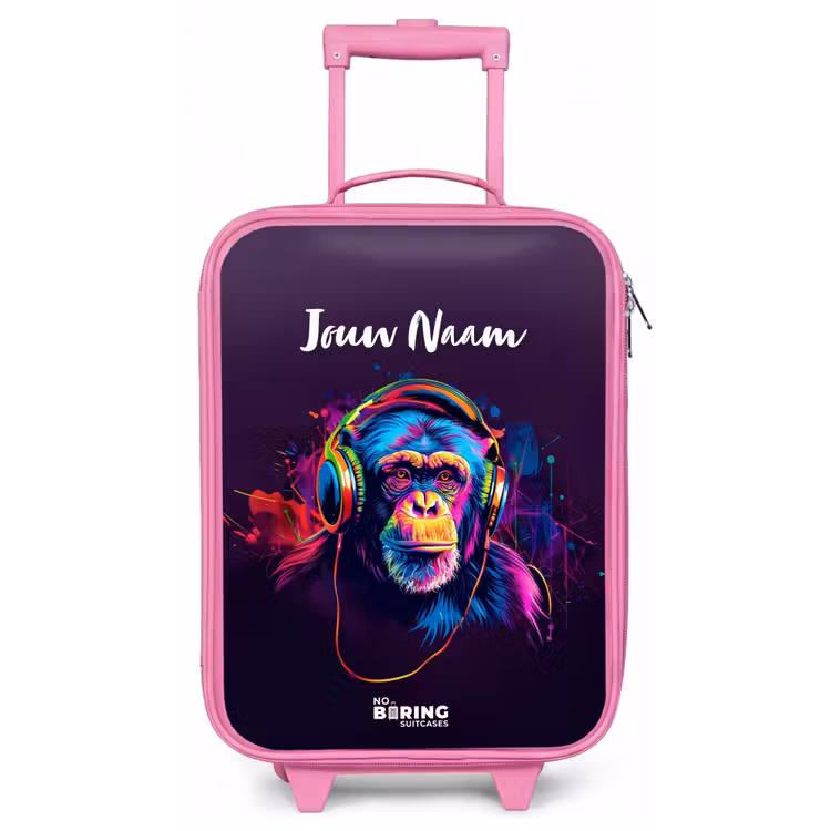Kinderkoffer met naam - Roze - Baviaan Beats — 1