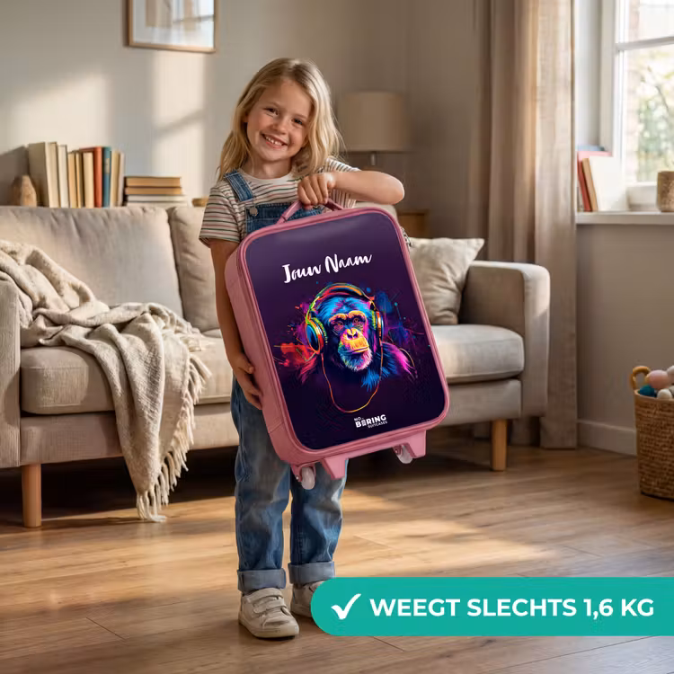 Kinderkoffer met naam - Roze - Baviaan Beats — 2