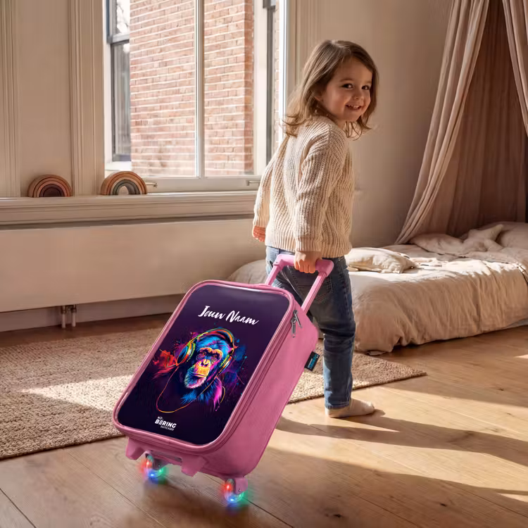 Kinderkoffer met naam - Roze - Baviaan Beats — 3