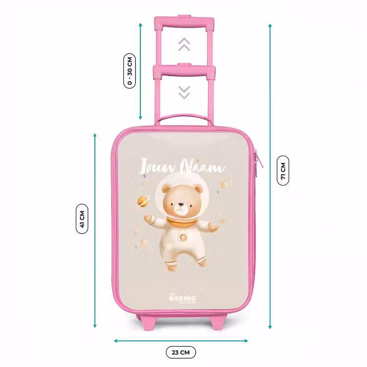 Kinderkoffer - Roze - Beige ruimtebeer zweeft tussen sterren — 5