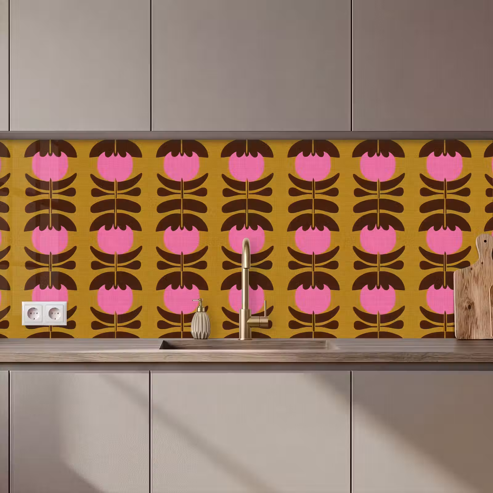 Keuken achterwand - Abstract - Bloemen - Roze — 1