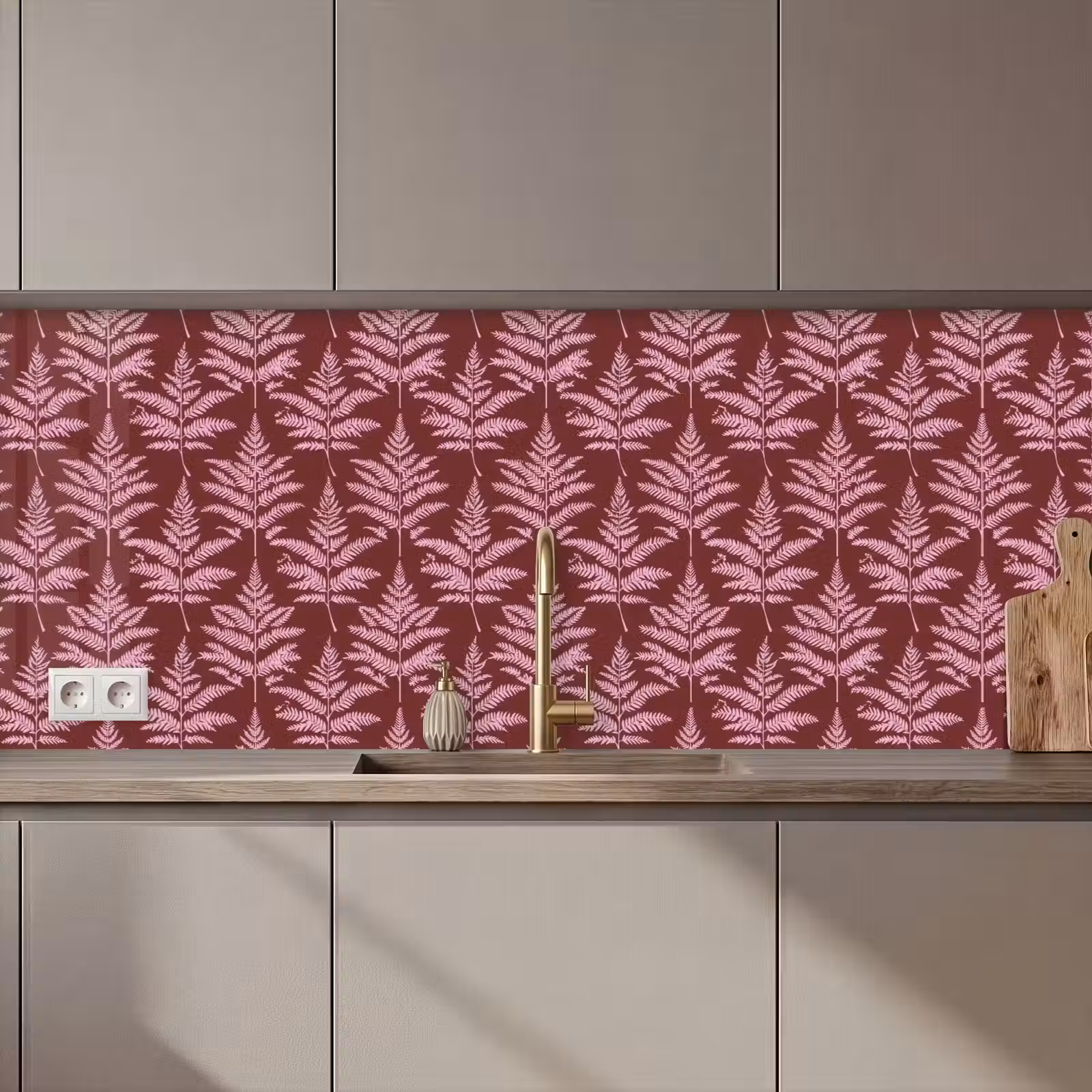 Keuken achterwand - Blad - Patroon - Paars — 1