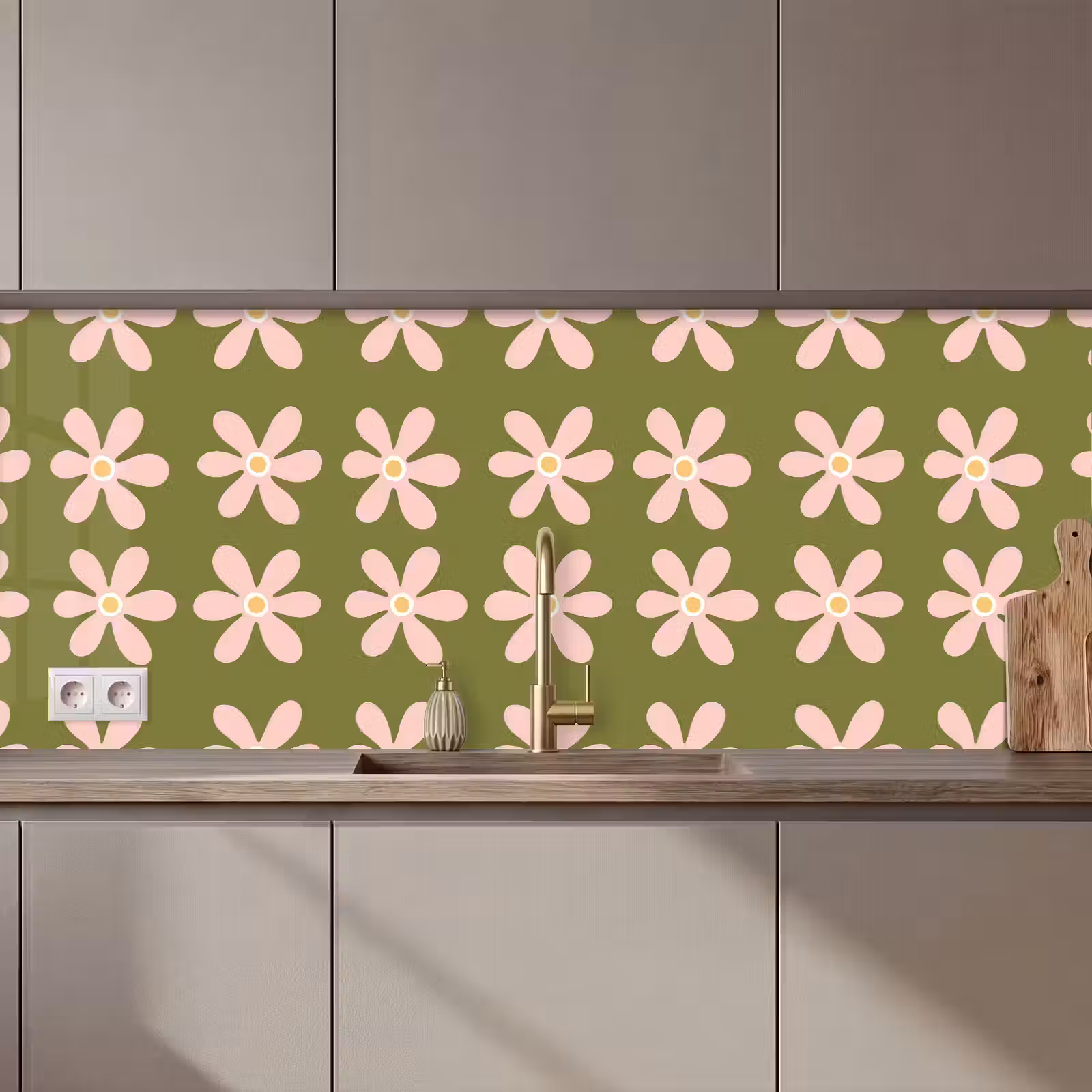 Keuken achterwand - Bloem - Modern - Groen — 1