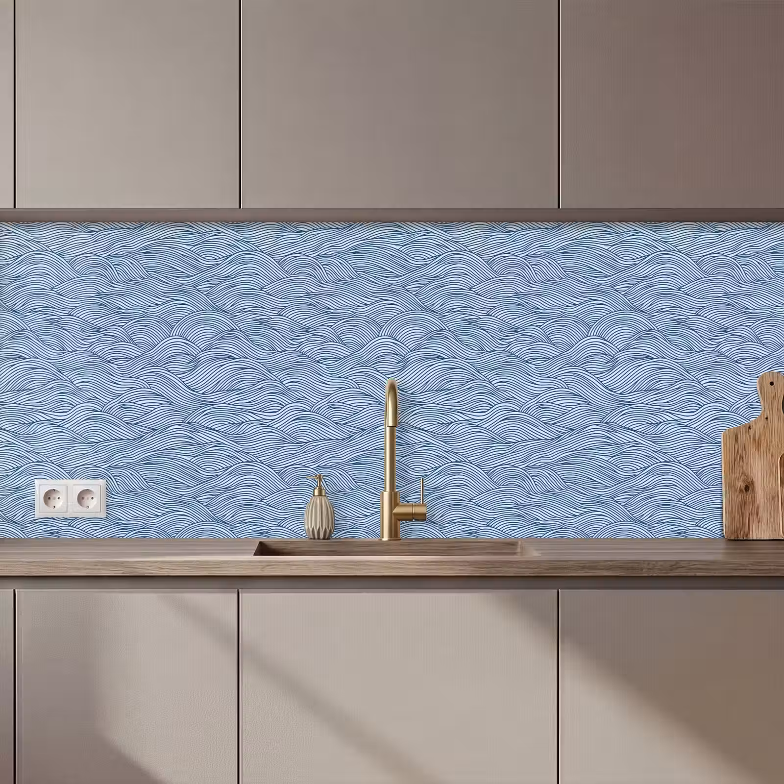 Keuken achterwand - Golven - Ritmisch - Blauw — 1