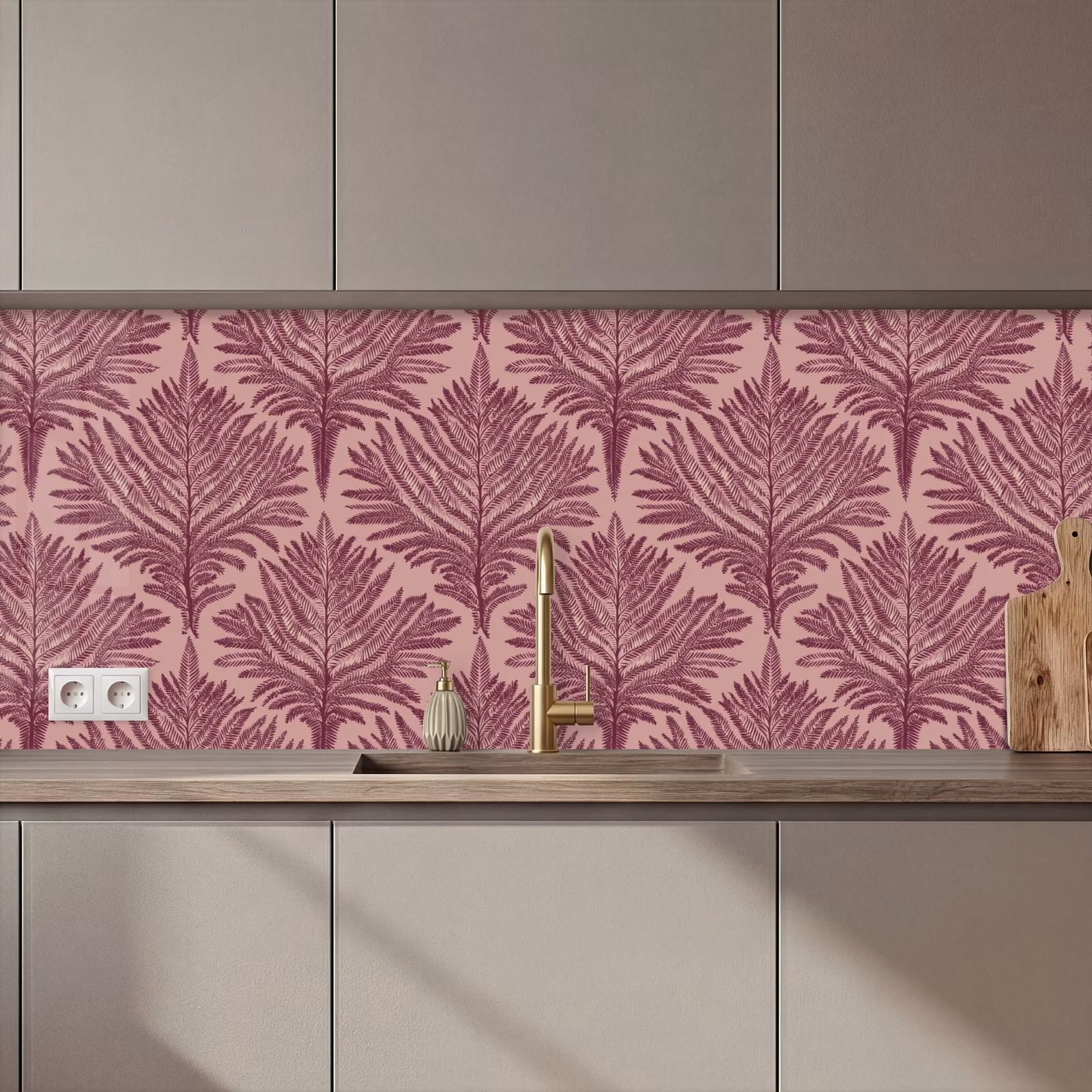 Keuken achterwand - Varen - Patroon - Paars — 1