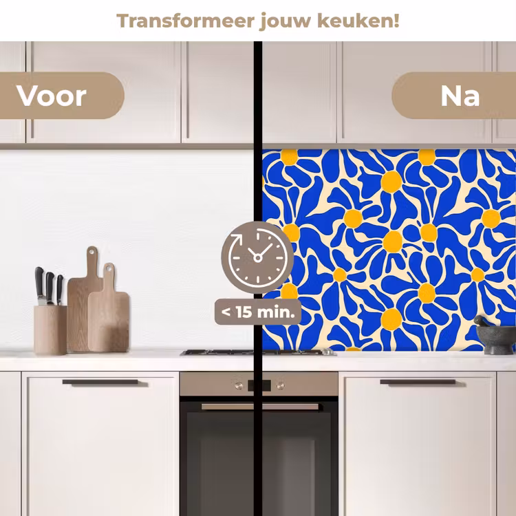 Keuken achterwand - Abstract - Bloem - Blauw — 3