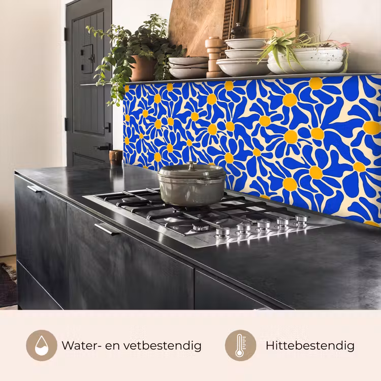 Keuken achterwand - Abstract - Bloem - Blauw — 5