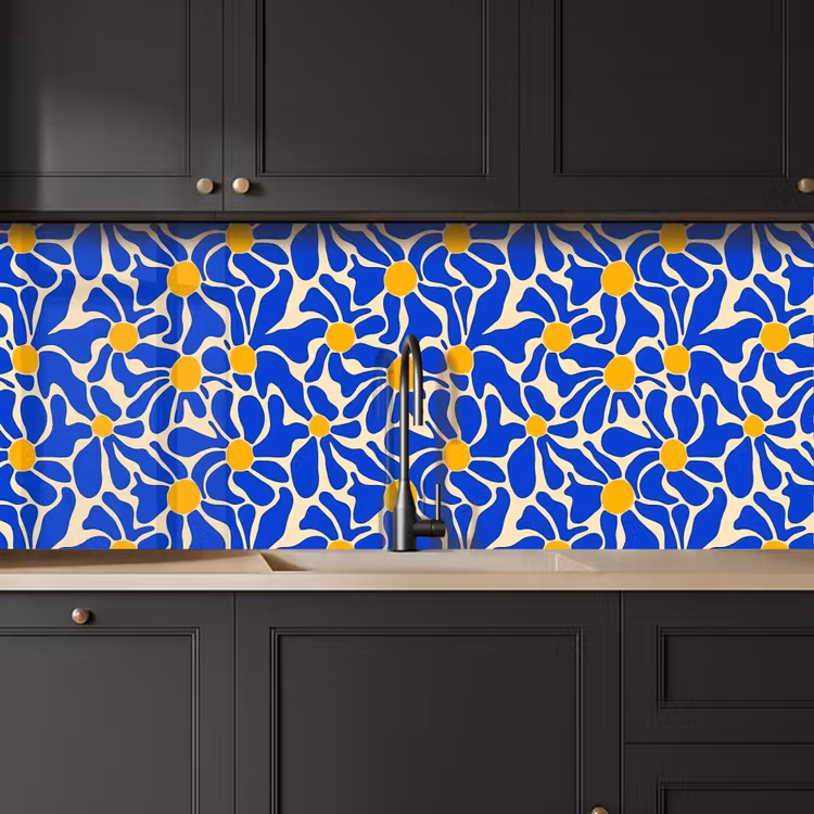 Keuken achterwand - Abstract - Bloem - Blauw — 6