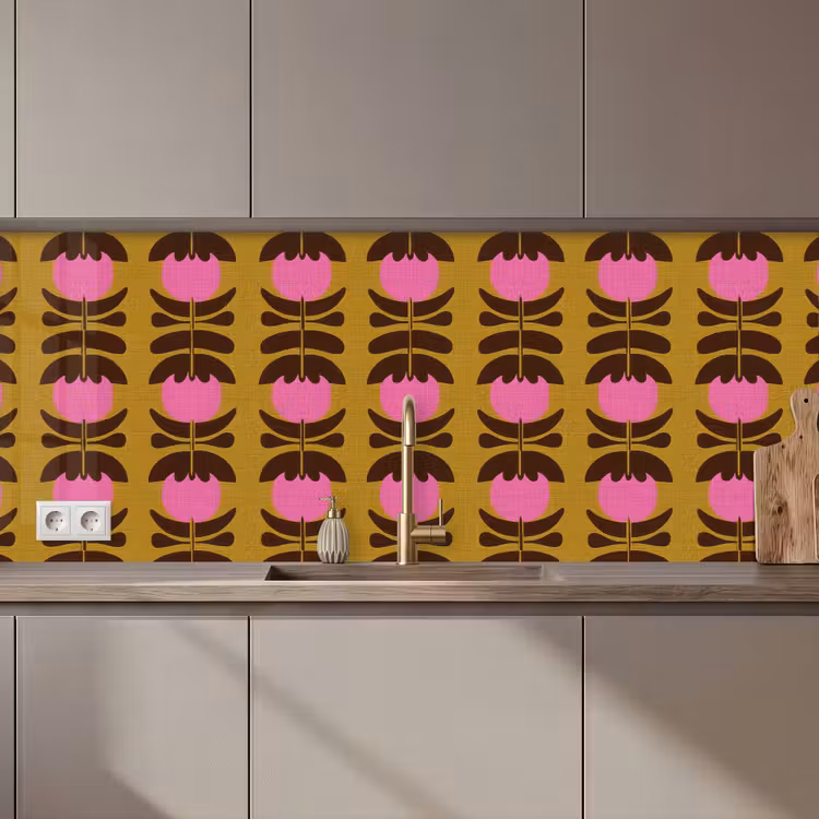 Keuken achterwand - Abstract - Bloemen - Roze — 1