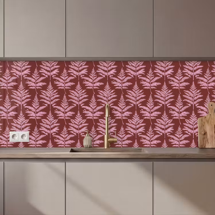 Keuken achterwand - Blad - Patroon - Paars — 1