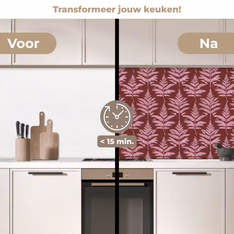 Keuken achterwand - Blad - Patroon - Paars — 3