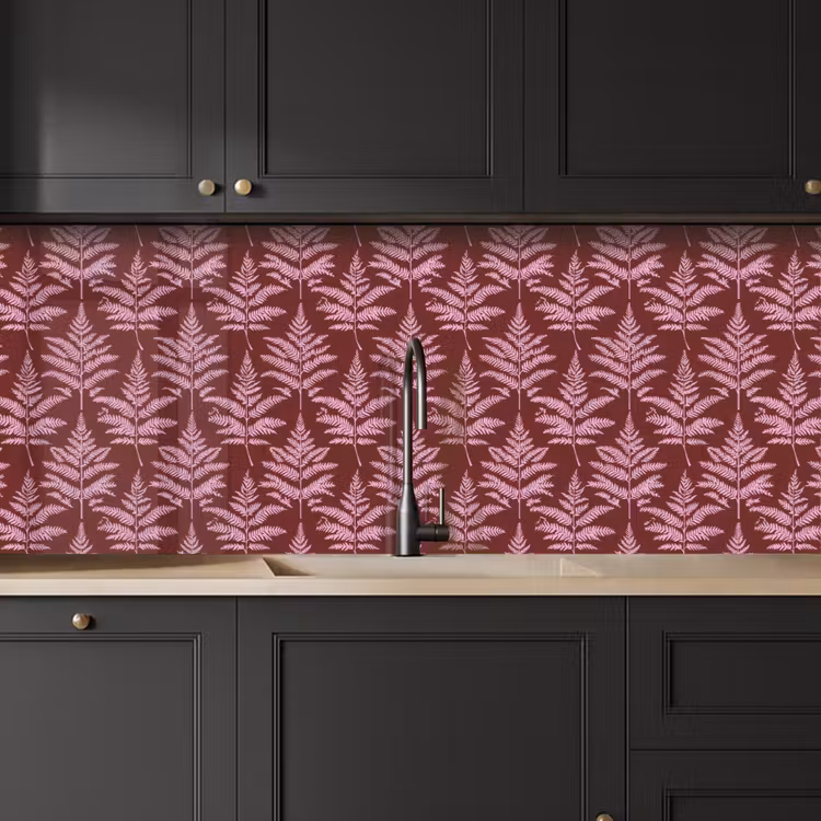 Keuken achterwand - Blad - Patroon - Paars — 6