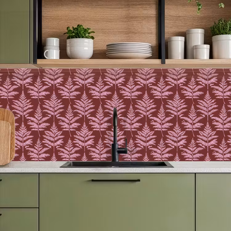 Keuken achterwand - Blad - Patroon - Paars — 8