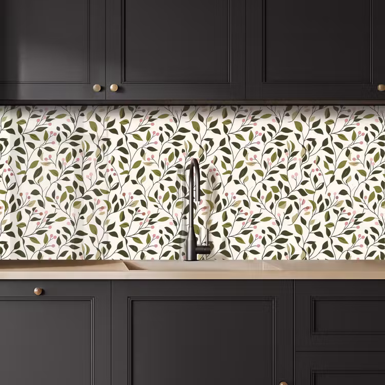 Keuken achterwand - Bladeren - Bessen - Roze — 6