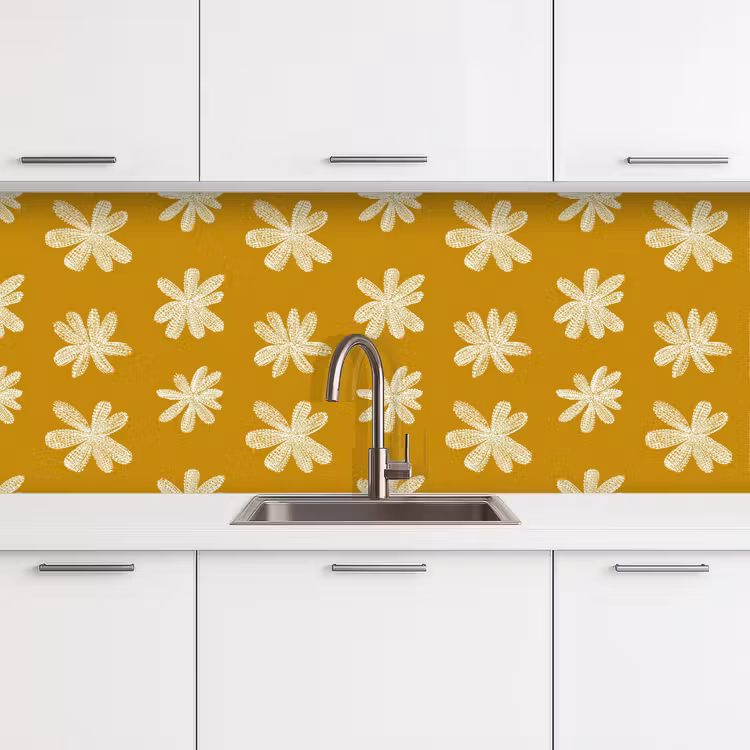 Keuken achterwand - Bloem - Speels - Okergeel — 4