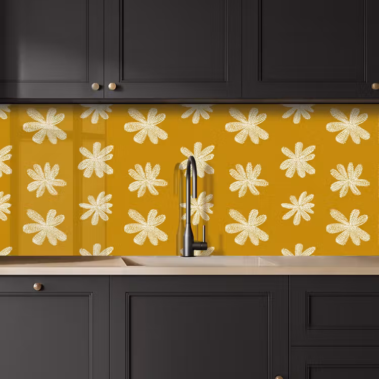 Keuken achterwand - Bloem - Speels - Okergeel — 6