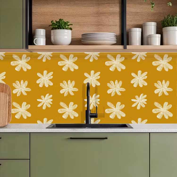 Keuken achterwand - Bloem - Speels - Okergeel — 8