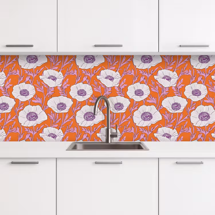 Keuken achterwand - Bloemen - Grafisch - Oranje — 4
