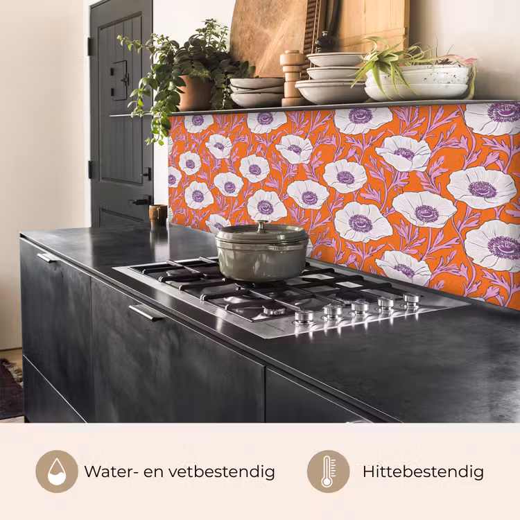 Keuken achterwand - Bloemen - Grafisch - Oranje — 5