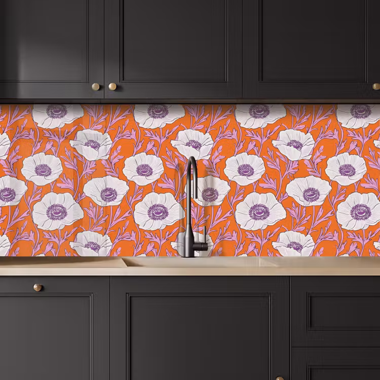Keuken achterwand - Bloemen - Grafisch - Oranje — 6