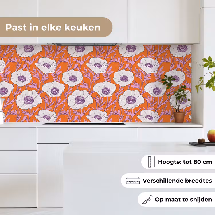 Keuken achterwand - Bloemen - Grafisch - Oranje — 7