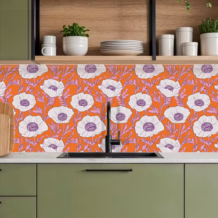 Keuken achterwand - Bloemen - Grafisch - Oranje — 8