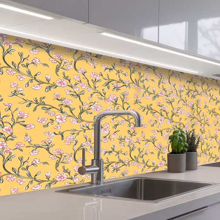 Keuken achterwand - Bloemen - Motief - Geel — 2