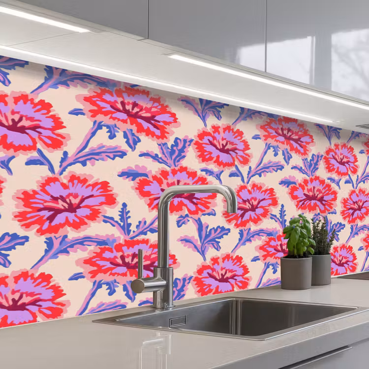 Keuken achterwand - Bloemen - Patroon - Meerkleurig — 2