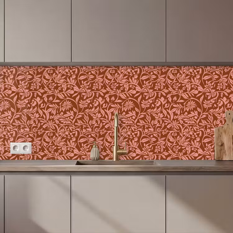 Keuken achterwand - Bloemen - Print - Roze — 1
