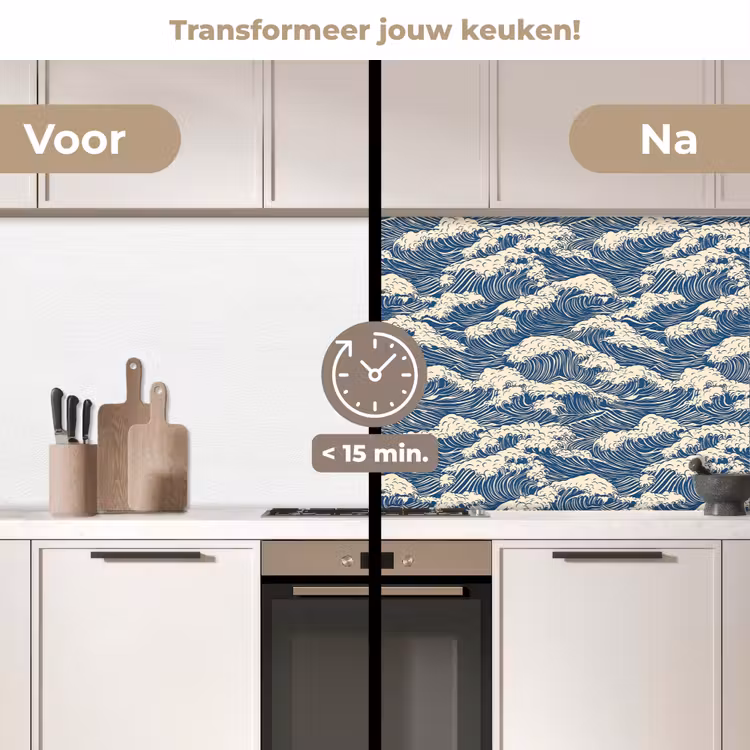 Keuken achterwand - Golven - Klassiek - Blauw — 3