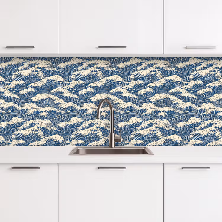 Keuken achterwand - Golven - Klassiek - Blauw — 4