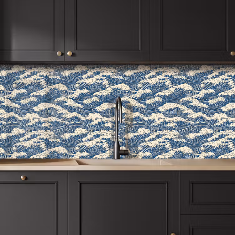 Keuken achterwand - Golven - Klassiek - Blauw — 6