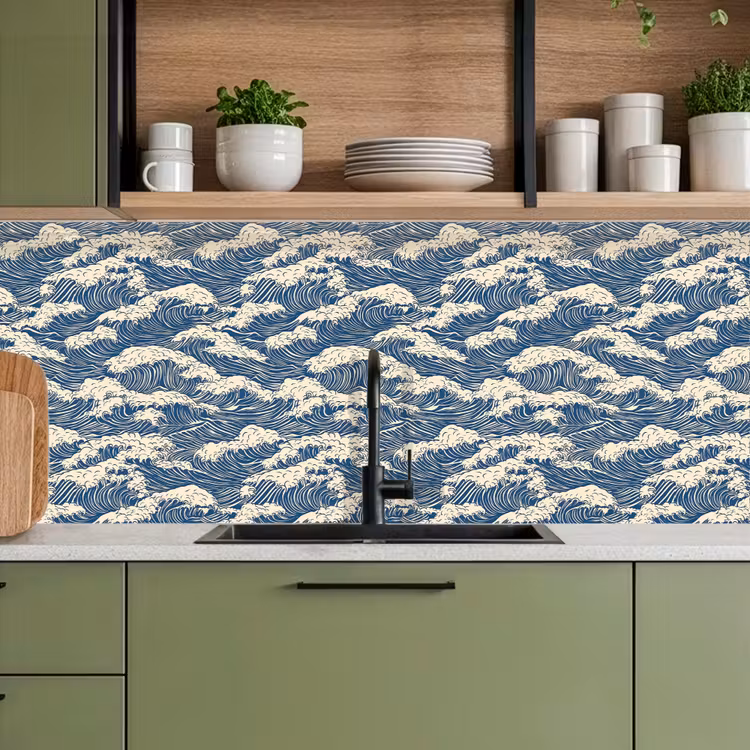 Keuken achterwand - Golven - Klassiek - Blauw — 8