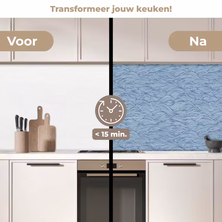 Keuken achterwand - Golven - Ritmisch - Blauw — 3