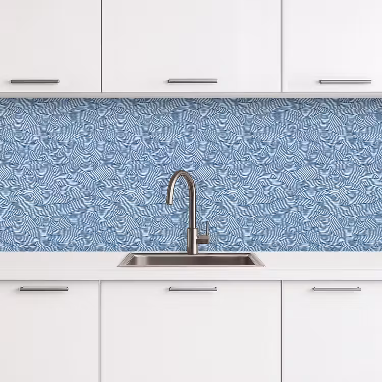 Keuken achterwand - Golven - Ritmisch - Blauw — 4