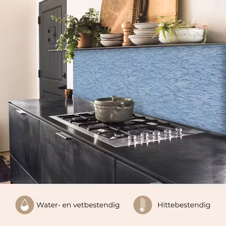 Keuken achterwand - Golven - Ritmisch - Blauw — 5