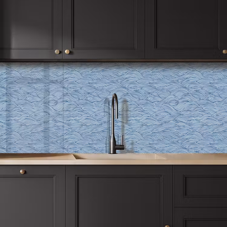 Keuken achterwand - Golven - Ritmisch - Blauw — 6