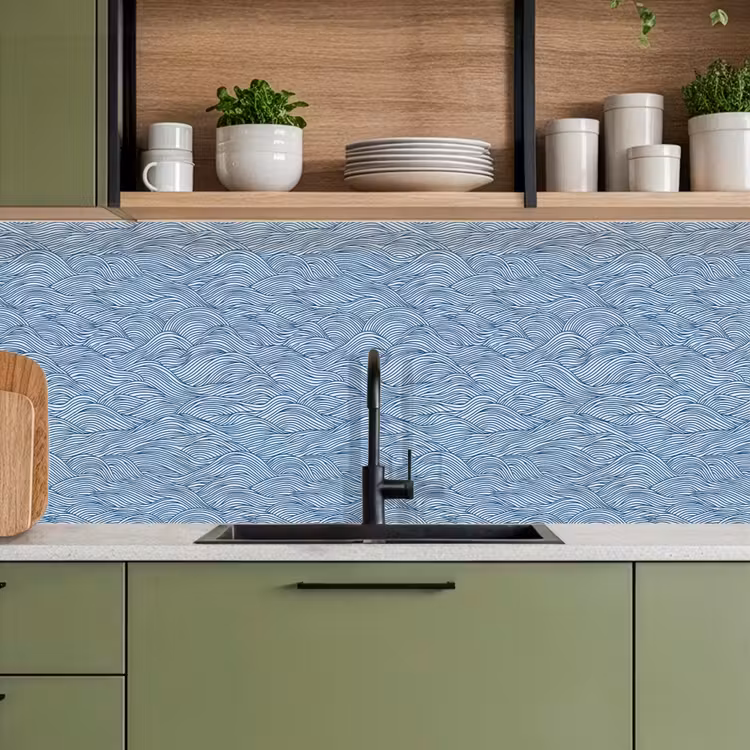 Keuken achterwand - Golven - Ritmisch - Blauw — 8